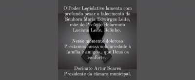 Pesar de Falecimento (Senhora Maria Edwirges Leite)